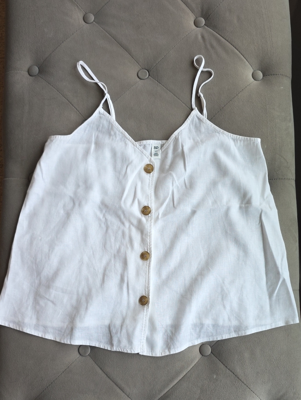 bp White Button-Front Spaghetti Strap Cami